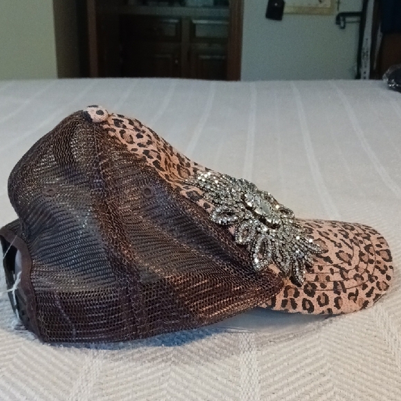 Glamorous Rhinestone Leopard Print Hat - Picture 5 of 12